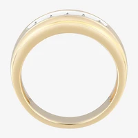 (F / Vs2) Mens 8MM 1/2 CT. T.W. Lab Grown White Diamond 14K Gold 5-Stone Wedding Band