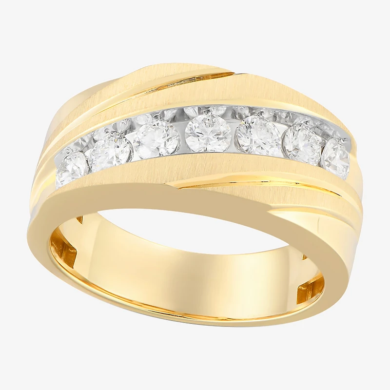 (F / Vs2) Mens 10MM 1 CT. T.W. Lab Grown White Diamond 14K Gold Wedding Band