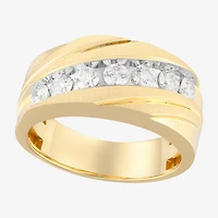 (F / Vs2) Mens 10MM 1 CT. T.W. Lab Grown White Diamond 14K Gold Wedding Band
