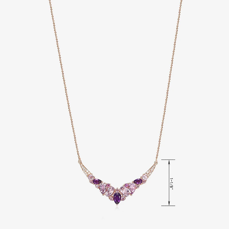 Womens Purple Amethyst 14K Rose Gold Over Silver 18 Inch Chevron Necklace