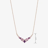 Womens Purple Amethyst 14K Rose Gold Over Silver 18 Inch Chevron Necklace