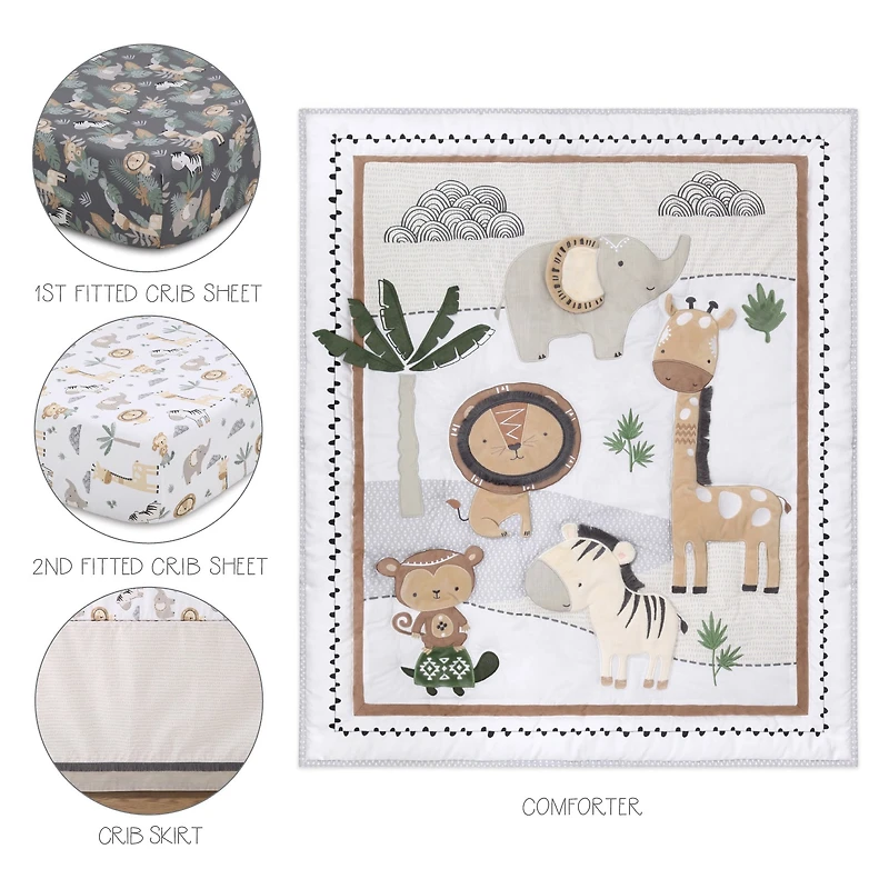 The Peanutshell Organic Sarari  Serenity 4-pc. Crib Bedding Set