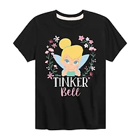 Disney Collection Little & Big Kid Girls Crew Neck Long Sleeve Regular Fit Tinker Bell Graphic T-Shirt