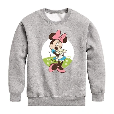 Disney Collection Little & Big Kid Girls Crew Neck Long Sleeve Minnie Mouse Sweatshirt