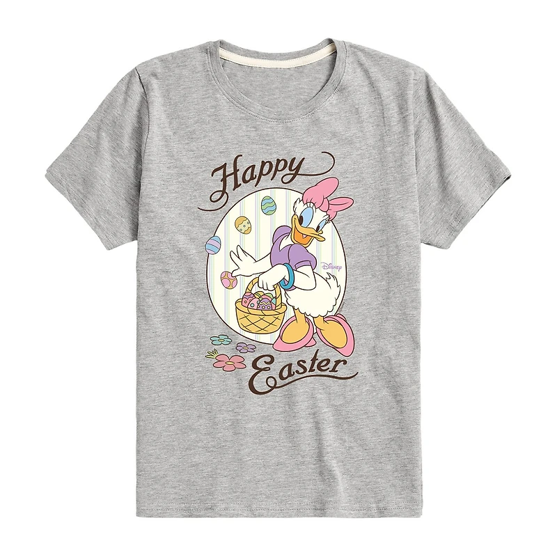 Disney Collection Little & Big Kid Girls Crew Neck Short Sleeve Regular Fit Daisy Duck Graphic T-Shirt