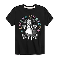 Disney Collection Little & Big Kid Girls Crew Neck Short Sleeve Regular Fit Alice Wonderland Graphic T-Shirt