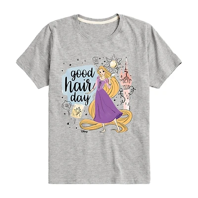 Disney Collection Little & Big Kid Girls Crew Neck Short Sleeve Regular Fit Princess Rapunzel Graphic T-Shirt
