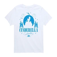 Disney Collection Little & Big Kid Girls Crew Neck Short Sleeve Regular Fit Cinderella Princess Graphic T-Shirt