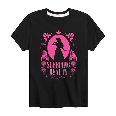 Disney Collection Little & Big Kid Girls Crew Neck Short Sleeve Regular Fit Princess Sleeping Beauty Graphic T-Shirt