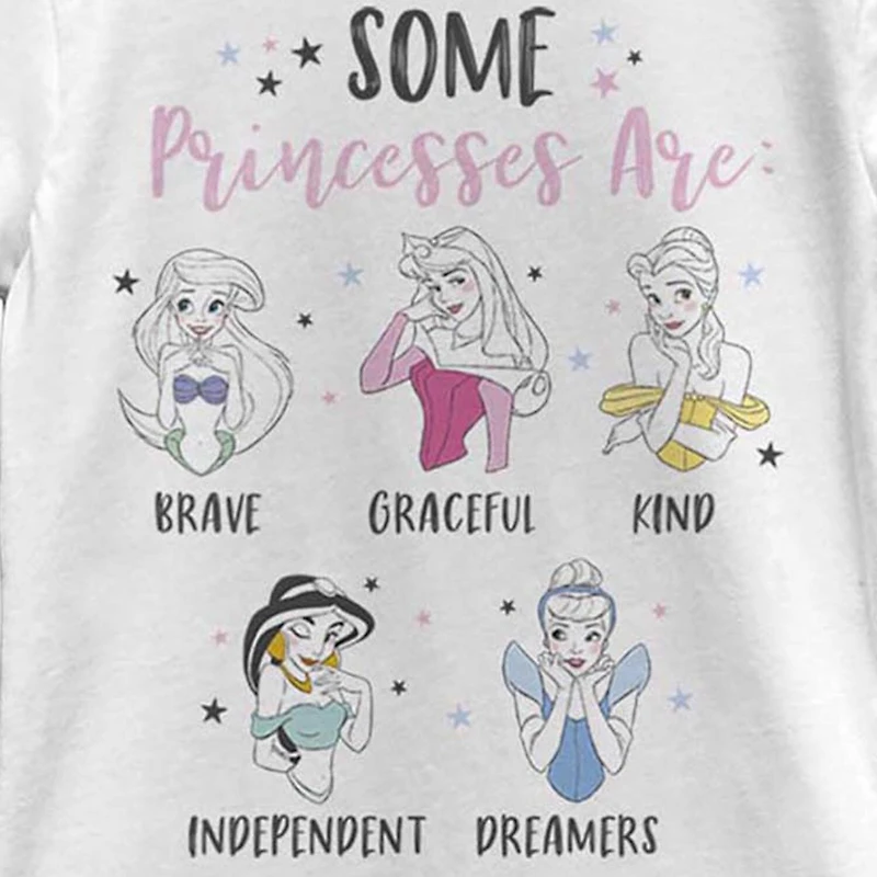 Disney Little & Big Kid Girls Crew Neck Short Sleeve Regular Fit Princess Graphic T-Shirt