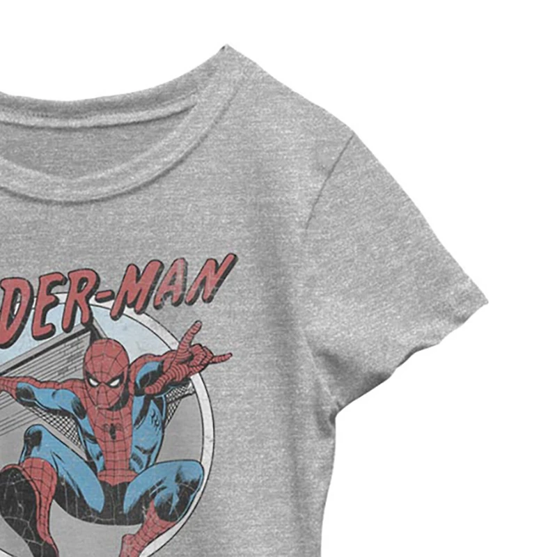 Disney Collection Little & Big Kid Girls Crew Neck Short Sleeve Regular Fit Marvel Spiderman Graphic T-Shirt