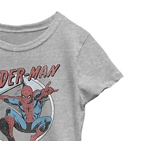 Disney Collection Little & Big Kid Girls Crew Neck Short Sleeve Regular Fit Marvel Spiderman Graphic T-Shirt