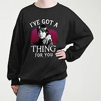 Wednesday I'Ve Got A Thing For You Womens Juniors Crew Neck Long Sleeve Sweatshirt