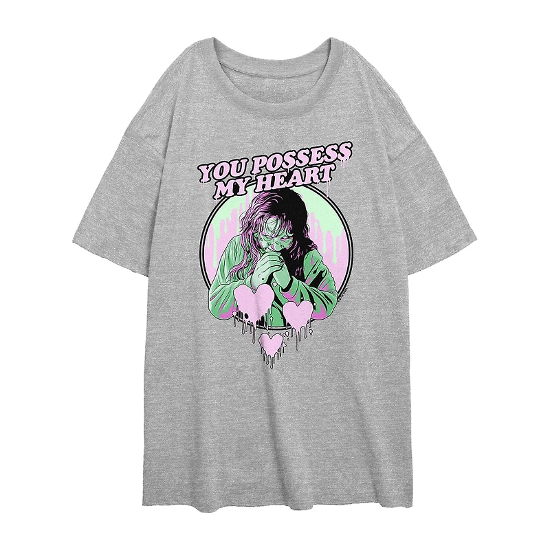 The Exorcist You Possess My Heart Womens Juniors Crew Neck Short Sleeve Regular Fit Graphic T-Shirt