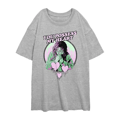 The Exorcist You Possess My Heart Womens Juniors Crew Neck Short Sleeve Regular Fit Graphic T-Shirt