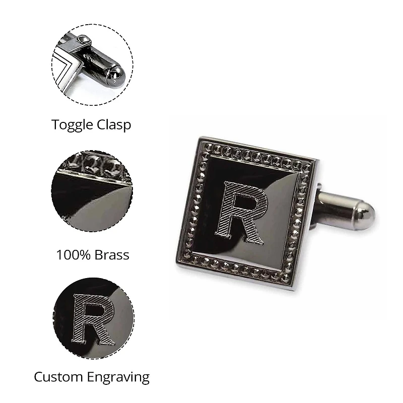 Personalized Beaded Gunmetal Cufflinks