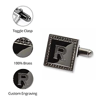 Personalized Beaded Gunmetal Cufflinks