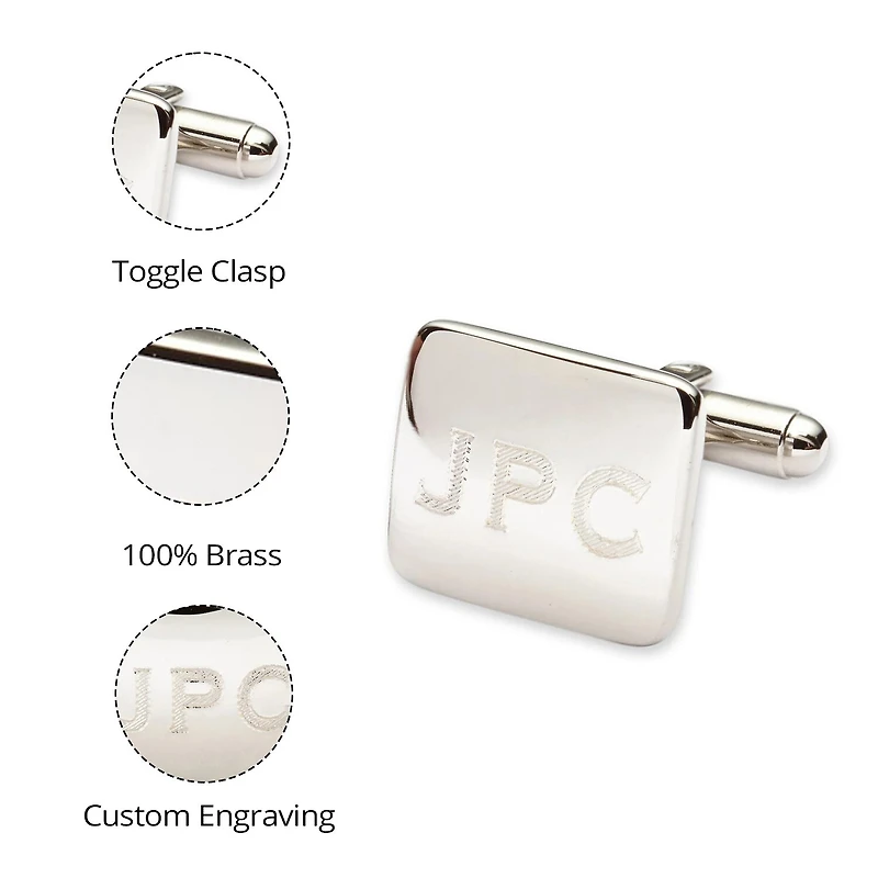 Personalized Polished Rounded Rectangle Cuff Links