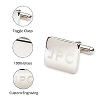 Personalized Polished Rounded Rectangle Cuff Links