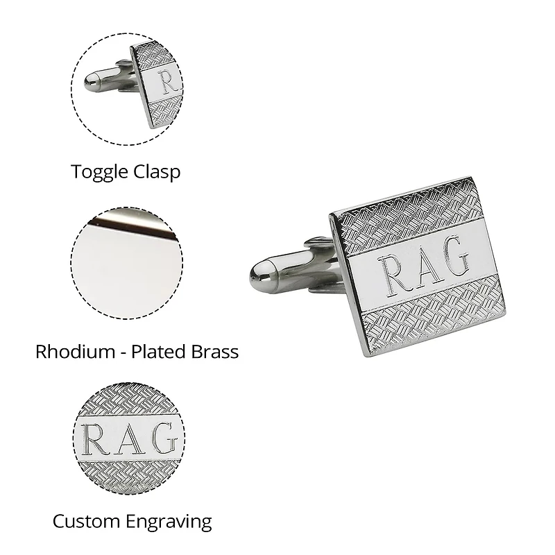 Personalized Wave Pattern Cuff Links