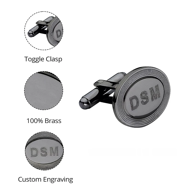 Personalized Oval 5-Line Border Cuff Links