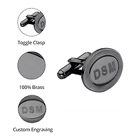 Personalized Oval 5-Line Border Cuff Links