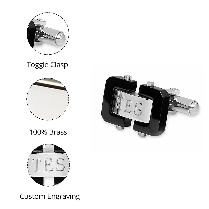 Personalized Two-Tone Stainless Steel Cuff Links