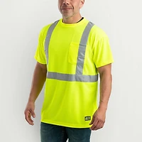 Berne Hi Vis Class 2 Performance Big and Tall Mens High Visibility Short Sleeve Safety Shirt