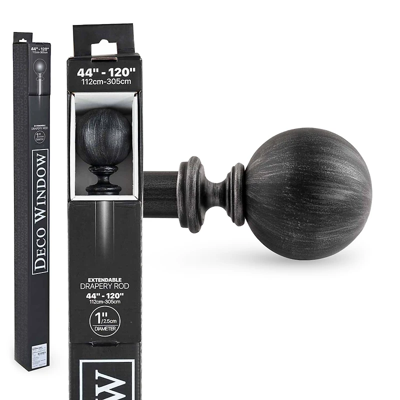 Deco Window Brushed Globe 1 IN Adjustable Curtain Rod