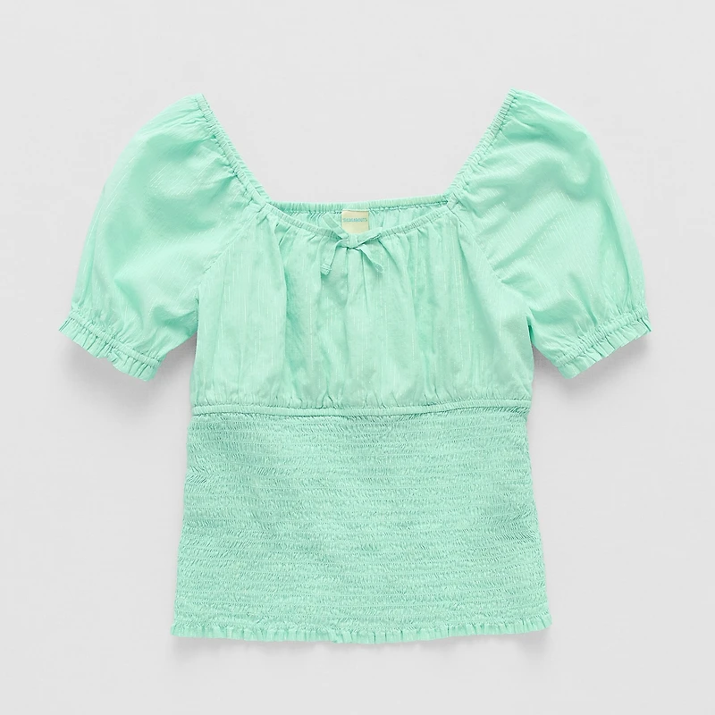 Thereabouts Little & Big Kid Girls Square Neck Short Sleeve Blouse