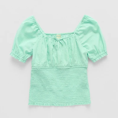 Thereabouts Little & Big Kid Girls Square Neck Short Sleeve Blouse