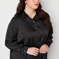 Bold Elements Womens Plus Cuffed Long Sleeve Regular Fit Button-Down Shirt