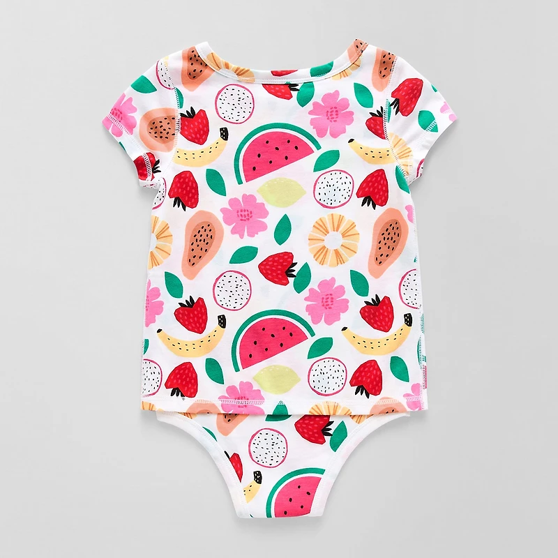 Okie Dokie Toddler Girls Bodysuit Closure Adaptive Round Neck Short Sleeve Bodysuit