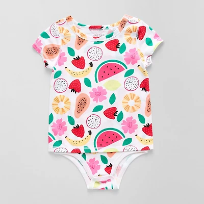 Okie Dokie Toddler Girls Bodysuit Closure Adaptive Round Neck Short Sleeve Bodysuit