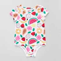 Okie Dokie Toddler Girls Bodysuit Closure Adaptive Round Neck Short Sleeve Bodysuit