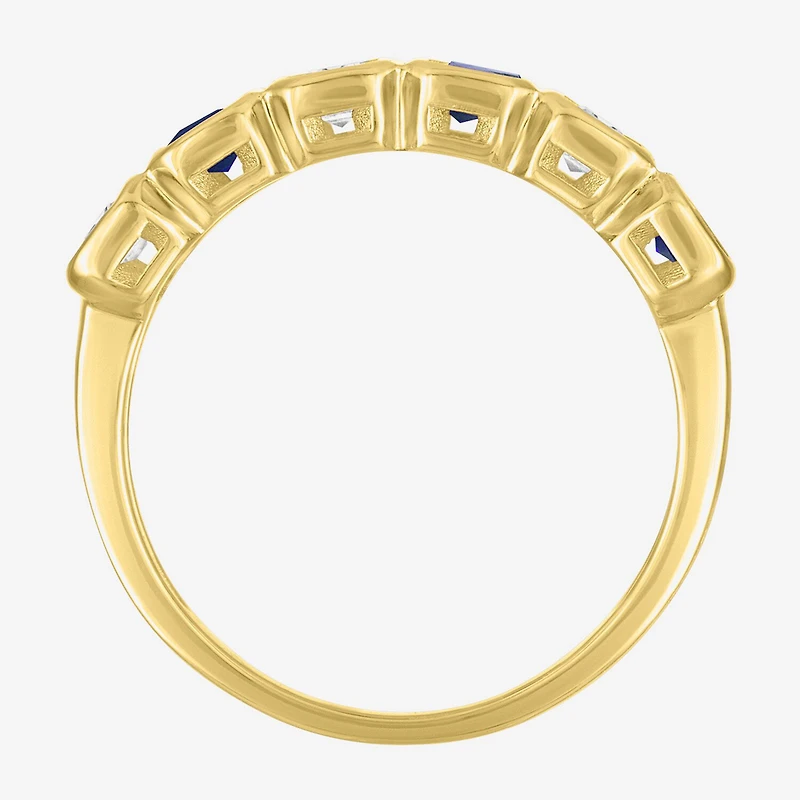 Lab Created or Simulated Gemstone 14K Gold Over Silver Side Band