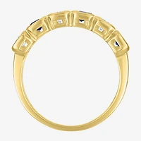 Lab Created or Simulated Gemstone 14K Gold Over Silver Side Band