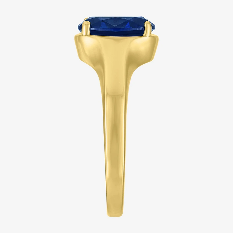 Womens Lab Created Blue Sapphire 14K Gold Over Silver Oval Solitaire Cocktail Ring