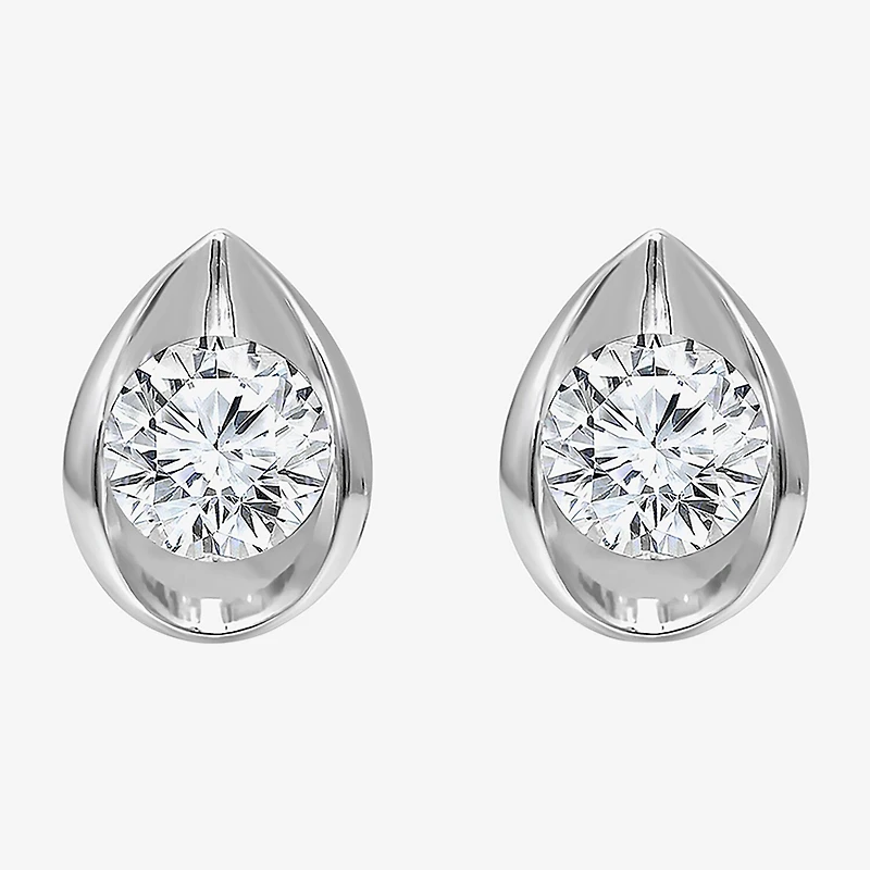(I/Si2) 1 CT. T.W. Lab Grown White Diamond Sterling Silver 9.8mm Pear Stud Earrings