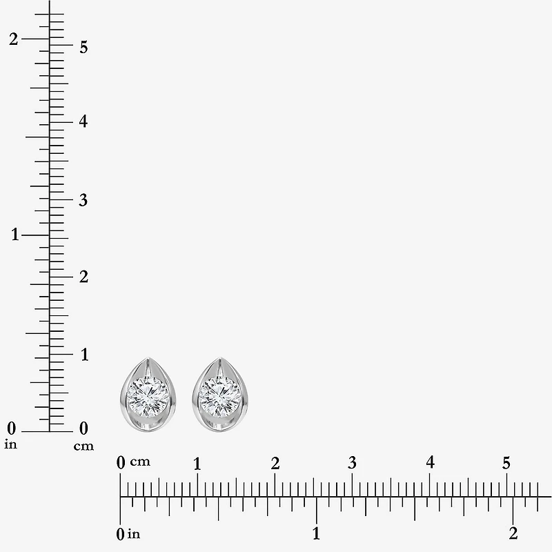 (I/Si2) 1 CT. T.W. Lab Grown White Diamond Sterling Silver 9.8mm Pear Stud Earrings