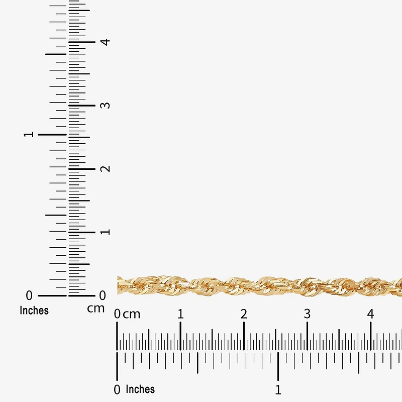 Womens 10K Gold 22 Inch Rope Chain Necklace