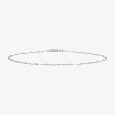 Made in Italy Womens Sterling Silver 9 1/2 Inch Solid Bead Ankle Bracelet