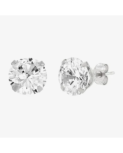 Limited Quantities! White Cubic Zirconia 14K Gold 8mm Round Stud Earrings