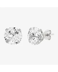 Limited Quantities! White Cubic Zirconia 14K Gold 8mm Round Stud Earrings
