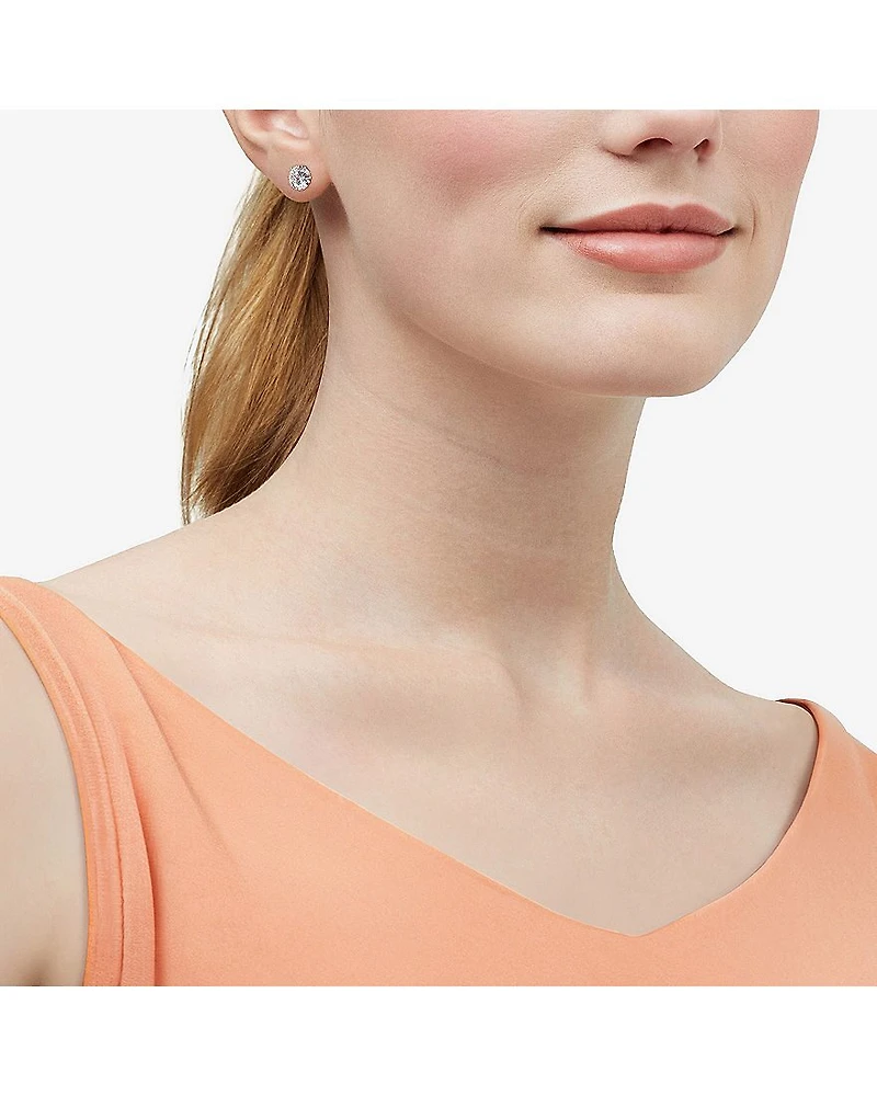 Limited Quantities! White Cubic Zirconia 14K Gold 8mm Round Stud Earrings