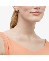 Limited Quantities! White Cubic Zirconia 14K Gold 8mm Round Stud Earrings