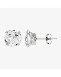 Limited Quantities! White Cubic Zirconia 14K Gold 8mm Round Stud Earrings