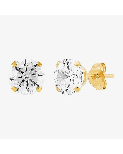Limited Quantities! White Cubic Zirconia 10K Gold 6mm Stud Earrings
