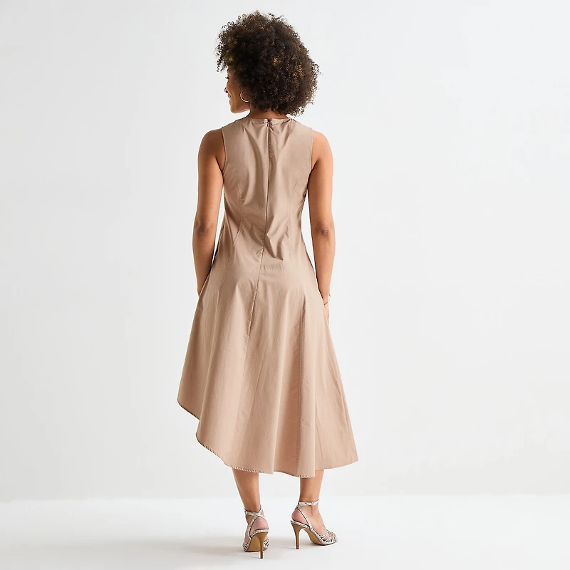 Worthington Womens Round Neck Sleeveless Fit + Flare Dress