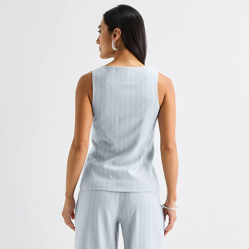 Worthington Womens Striped Regular Fit Suit Vest